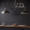 Ausziehbare Hängelampe Scherenlampe Industrial Dexter Double Metall