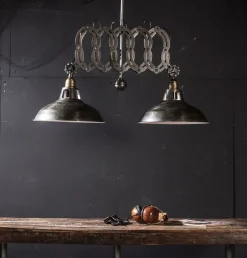 Ausziehbare Hängelampe Scherenlampe Industrial Dexter Double Metall