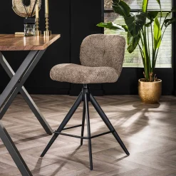 Barstuhl Drehstuhl Polsterstuhl Comfort Boucle Taupe