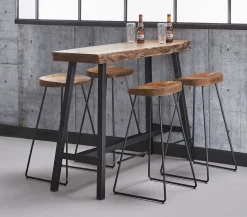 Bartisch Stehtisch Wood Akazie Baumkante Industrial 125 x 46