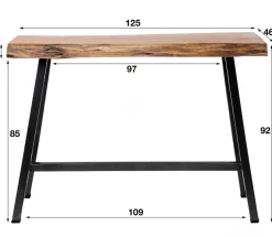 Bartisch Stehtisch Wood Akazie Baumkante Industrial 125 x 46