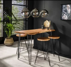 Bartischset Edge Industrial 130 + 4 Barhocker Baumscheibe