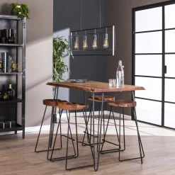 Bartischset Edge Industrial 130 + 4 Barhocker Baumscheibe