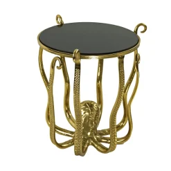 Beistelltisch Couchtisch Krake Metall Gold Marmorplatte Octopus