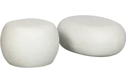 Couchtisch Beistelltisch Outdoor Pebble Groß Betonoptik Weiß