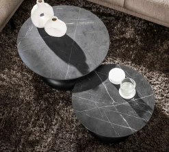 Couchtisch 2er Set Black Drops Melamin in Keramikoptik