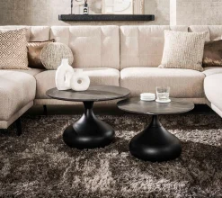 Couchtisch 2er Set Black Drops Melamin in Keramikoptik