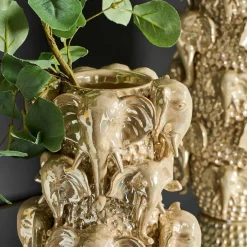 Deko Vase Jumbo Gold Elfenbeinfarben Steingut Größe L