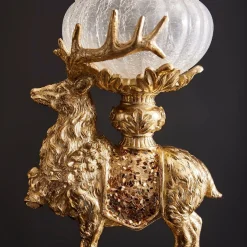 Dekofigur Vorratsdose Hirsch Gold mit Glasschale