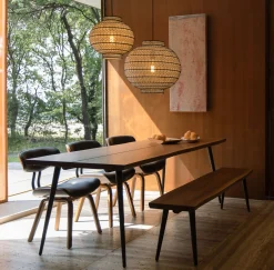 Dutchbone Esstischbank Alagon Baumkante Walnußfurnier 160