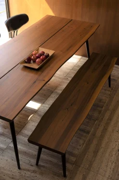 Dutchbone Esstischbank Alagon Baumkante Walnußfurnier 160