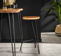 2er Set Barhocker Wood Akazie Baumkante/Baumscheibe