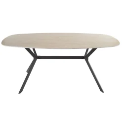 5er Set Essgruppe Esstisch Arch 180 Travertin Keramik Metallbeine + 4 Stühle Boucle