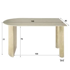 5er Set Essgruppe Half Arch 140 Travertin + 4 Drehstuhl Esszimmerstuhl Swivel