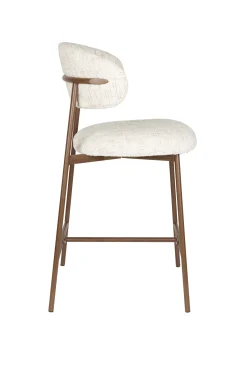 2er Set Retro Barhocker Claes Walnussholzoptik Off-White