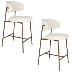 2er Set Retro Barhocker Claes Walnussholzoptik Off-White