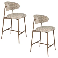 2er Set Retro Barhocker Claes Walnussholzoptik Multicolour