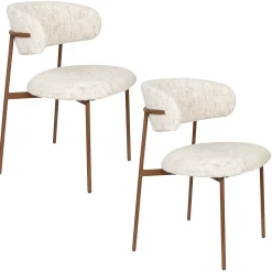 2er Set Retro Esszimmerstühle Claes Walnussholzoptik Off-White