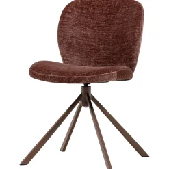 2er Set Retro Esszimmerstuhl Drehstuhl Femke Samt Chenille Braun