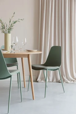 4er Set Retro Esszimmerstuhl Schalenstuhl Jeffrey in Grün