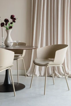 4er Set Retro Esszimmerstuhl Schalenstuhl Jessica in Beige