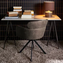 2er Set Retro Esszimmerstuhl Bürostuhl Fenne Drehbar Kunstleder Anthrazit