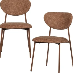 2er Set Retro Esszimmerstuhl Polsterstuhl Valor Braun