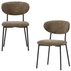 2er Set Retro Esszimmerstuhl Polsterstuhl Kjeld Samt Chenille Grün