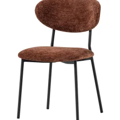 2er Set Retro Esszimmerstuhl Polsterstuhl Kjeld Samt Chenille Braun