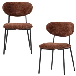 2er Set Retro Esszimmerstuhl Polsterstuhl Kjeld Samt Chenille Braun