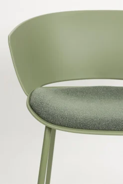 4er Set Retro Esszimmerstuhl Schalenstuhl Jessica in Grün