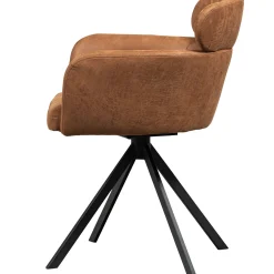 2er Set Retro Esszimmerstuhl Bürostuhl Fenne Drehbar Kunstleder Cognac