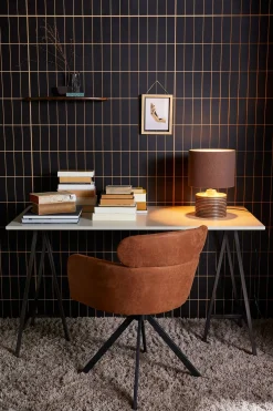 2er Set Retro Esszimmerstuhl Bürostuhl Fenne Drehbar Kunstleder Cognac