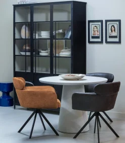 2er Set Retro Esszimmerstuhl Bürostuhl Fenne Drehbar Kunstleder Cognac