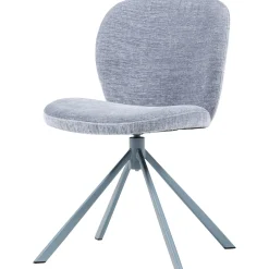 2er Set Retro Esszimmerstuhl Drehstuhl Femke Samt Chenille Blau