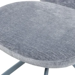 2er Set Retro Esszimmerstuhl Drehstuhl Femke Samt Chenille Blau