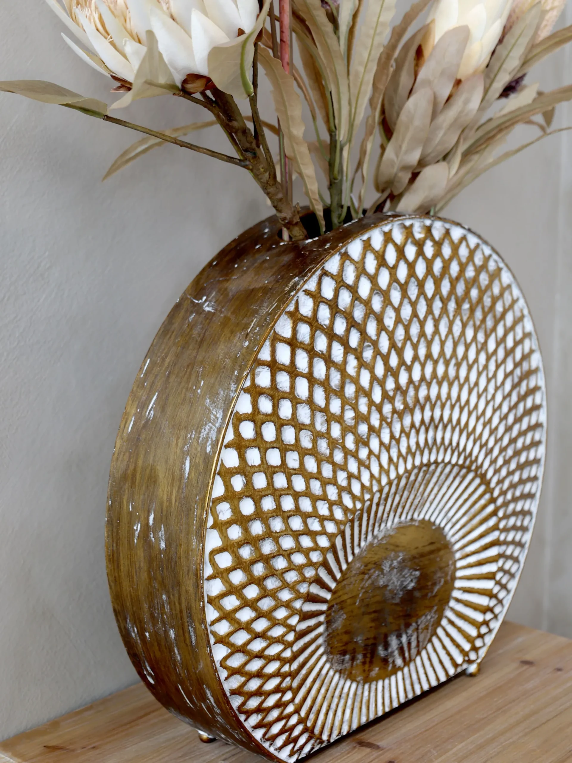 2er Set Vintage Vase Old Hollywood Metall Antik-Gold