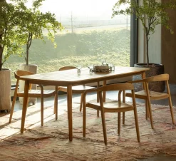 Essgruppe Gartentisch Outdoortisch Kris Akazienholz 215 cm + 4 Stühle Boru