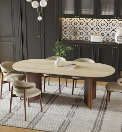 Essgruppe Travertin Tisch Tivoli + 6 Esszimmerstühle Linea