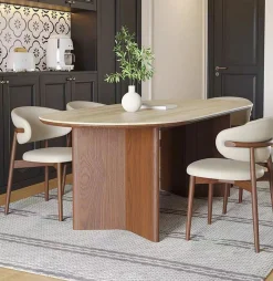 Essgruppe Travertin Tisch Tivoli + 6 Esszimmerstühle Linea