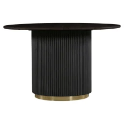 Esstisch Akazie Xelle Rund 150 Retro Design Schwarz Gold