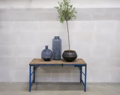 Esstisch oder Couchtisch Vintage Höhenverstellbarer Klapptisch 150/80 Blau