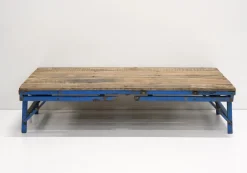 Esstisch oder Couchtisch Vintage Höhenverstellbarer Klapptisch 150/80 Blau