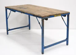 Esstisch oder Couchtisch Vintage Höhenverstellbarer Klapptisch 150/80 Blau