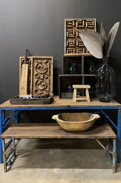 Esstisch oder Couchtisch Vintage Höhenverstellbarer Klapptisch 150/80 Blau