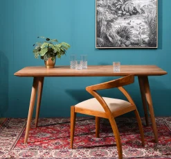 Esstisch Retro Massivholz Trapez Akazie Natur 180/90