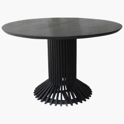 Esstisch Teak Eiffel Rund 120 Vintage Design Schwarz