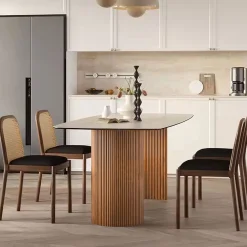 Esstisch Travertin Keramik Roma Säulen Eschenholz