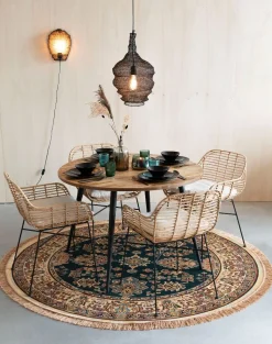 Esstisch Vintage Maria Teak Rund 110 cm Parkett