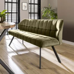 Esstischbank Polsterbank Raster Samt 180 Industrial Grün